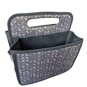 Thirty-One 31 Double Duty Caddy Tote Carry All Chevron Charm Gray White